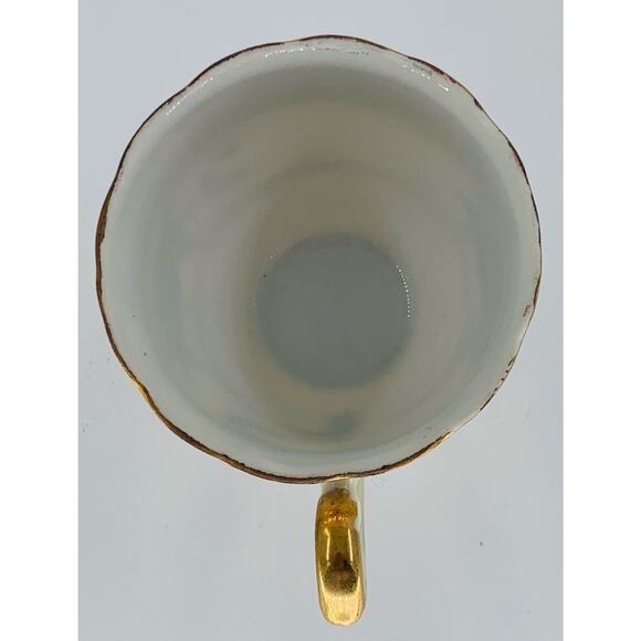Wales China Japan Teacup Demitasse Hand Painted Beige Gold Green Rose Small - Picture 6 of 13